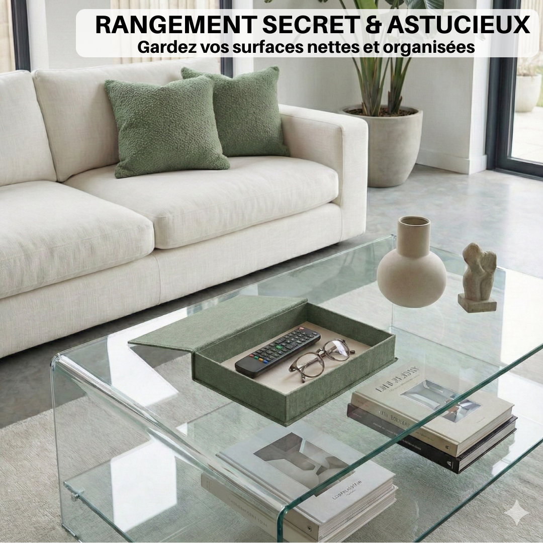 Faux livres décoration d'intérieur en lin – Lot de 2 boîtes secrètes