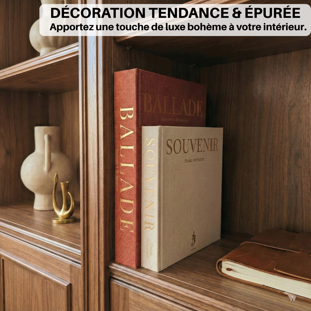 Faux livres décoration d'intérieur en lin – Lot de 2 boîtes secrètes