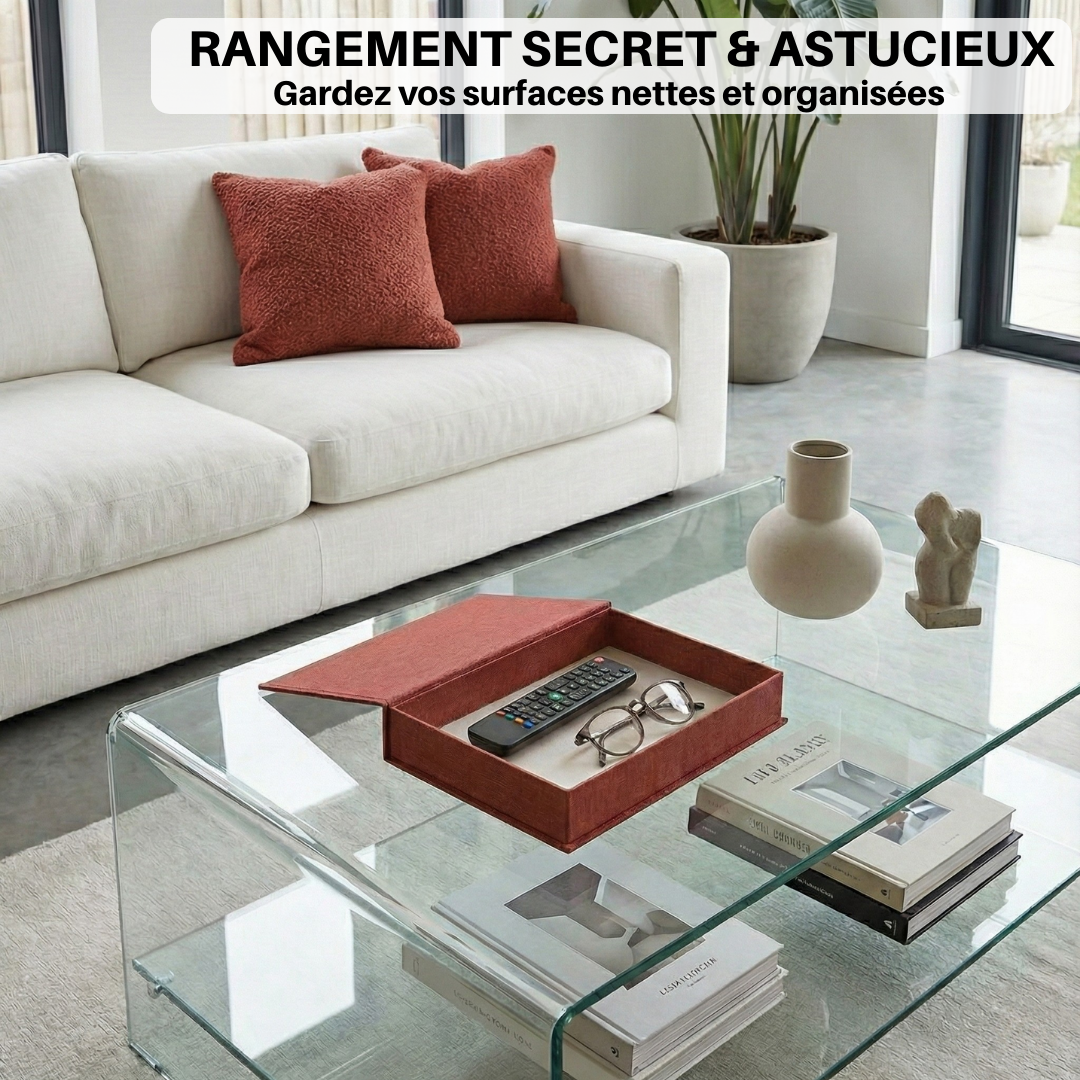 Faux livres décoration d'intérieur en lin – Lot de 2 boîtes secrètes