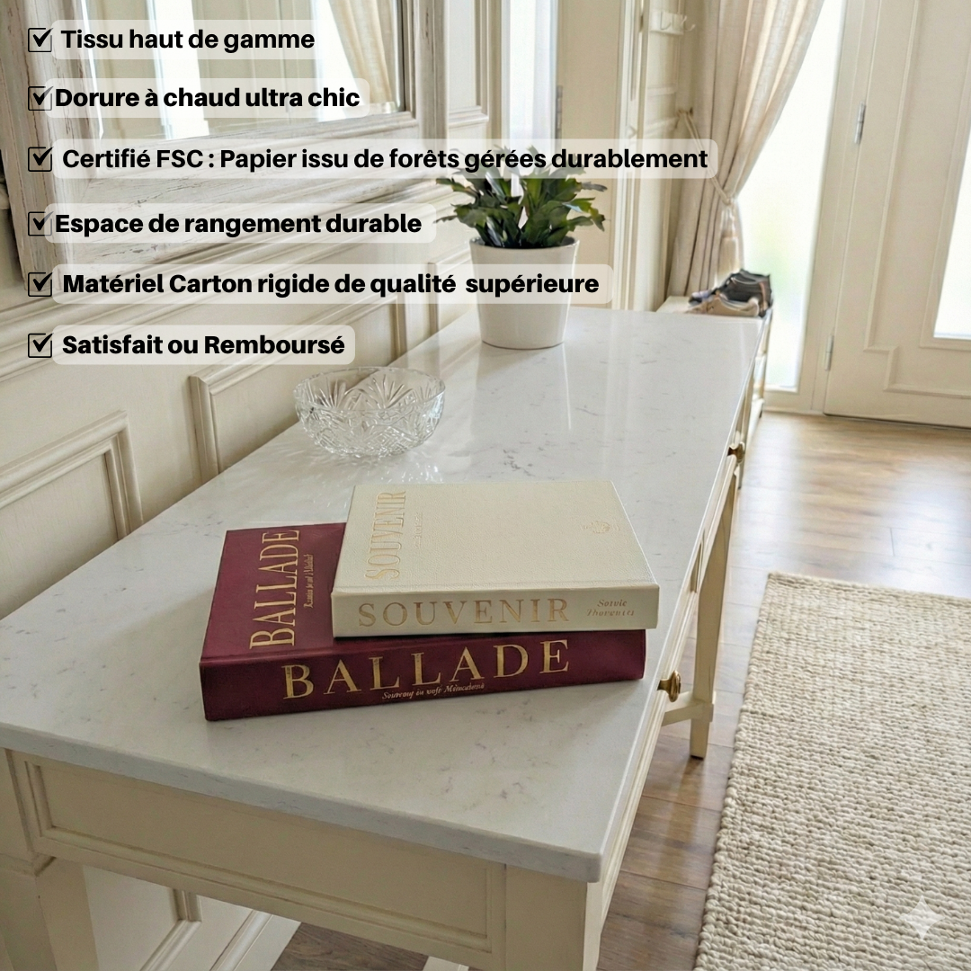 Faux livres décoration d'intérieur en lin – Lot de 2 boîtes secrètes