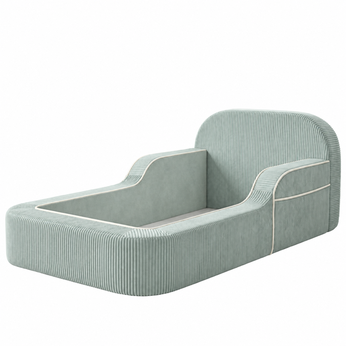 Lit Cocon TIPICHOU vert sauge clair, cadre en mousse au sol sans matelas