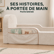 Poche latérale du Lit Cocon TIPICHOU écru pour ranger les livres